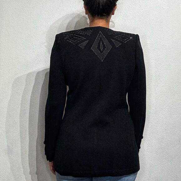 St. John Evening Black Beaded Embellished Vintage Blazer Sz 8 - Picture 13 of 15